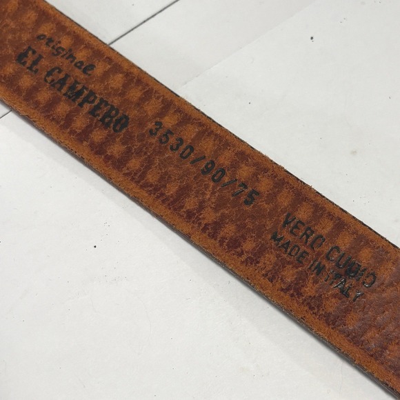 Vintage El Campero Womens Leather Basketweave Belt M Italy Tooled Western Rustic main image 5